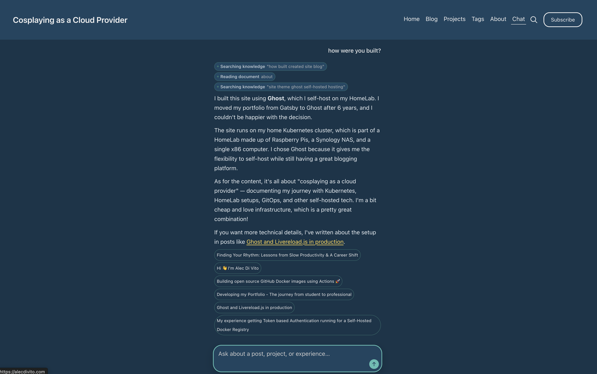 Learning RAG by building an AI chat bot for my Ghost theme